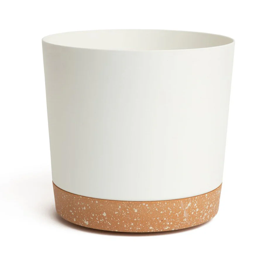9.5" Contemporary Flower Pot with Saucer - Designer White - Image 2