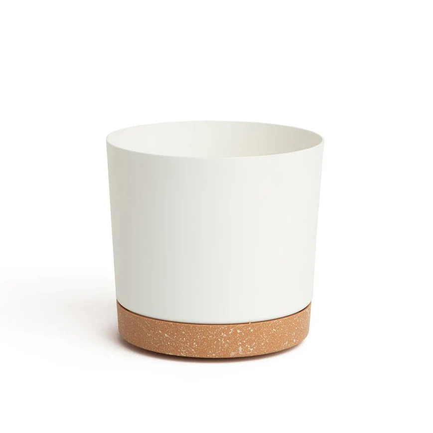 6.5″ Contemporary Flower Pot with Saucer – Designer White