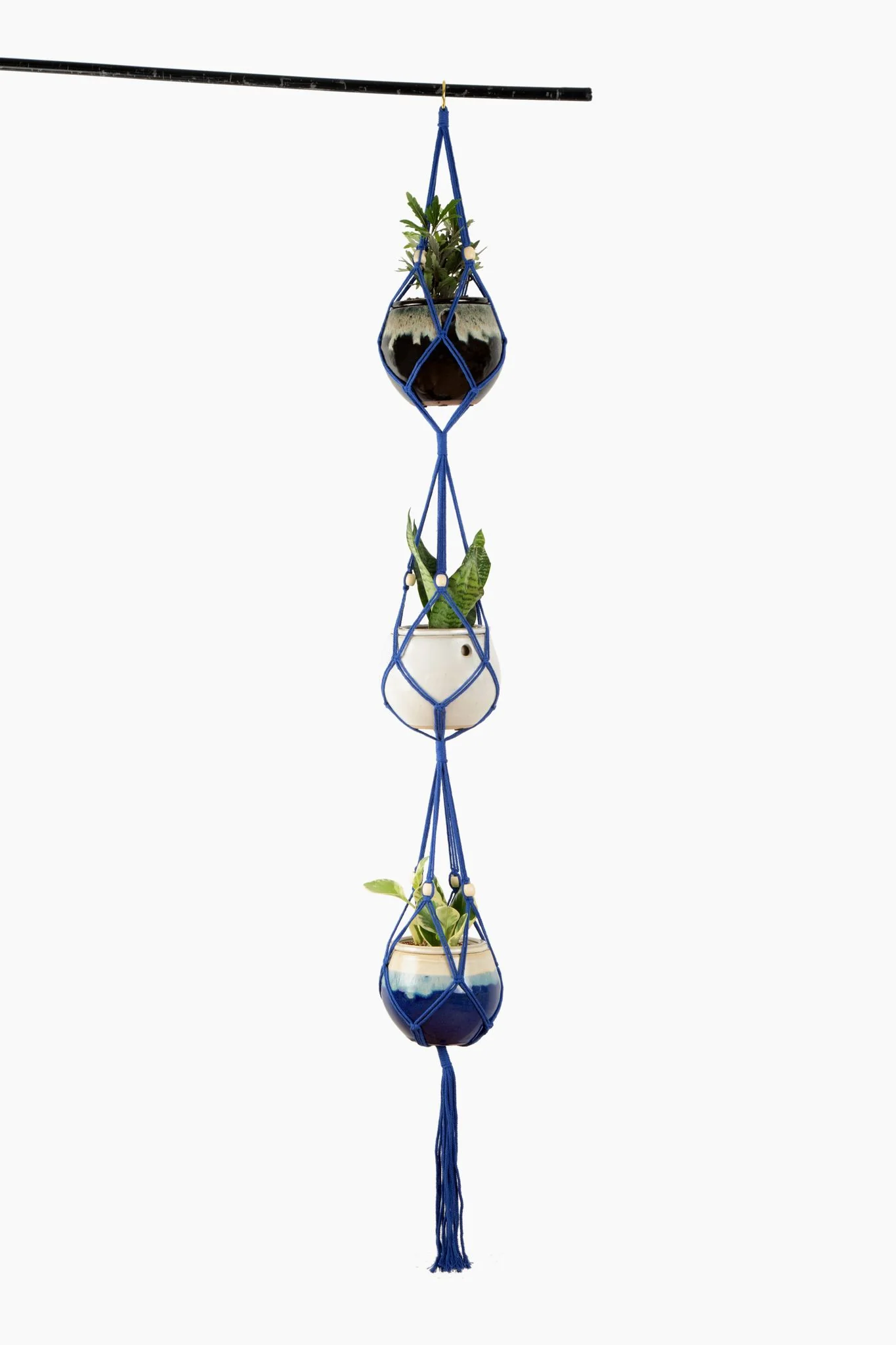 Deluxe Hand Woven Triple Macrame Hanger – Midnight Blue