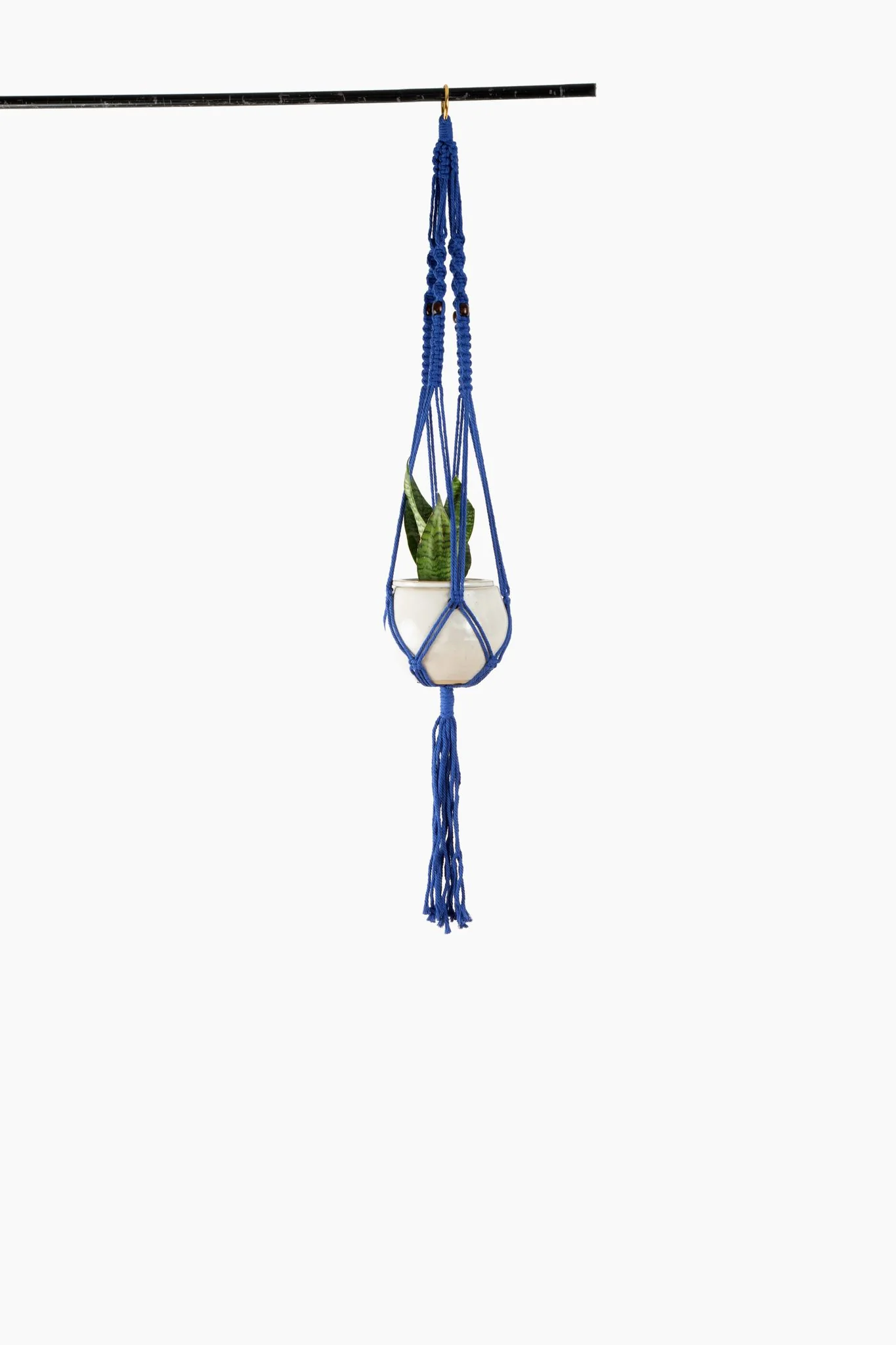 Deluxe Hand Woven Macrame Hanger with Beads – Midnight Blue