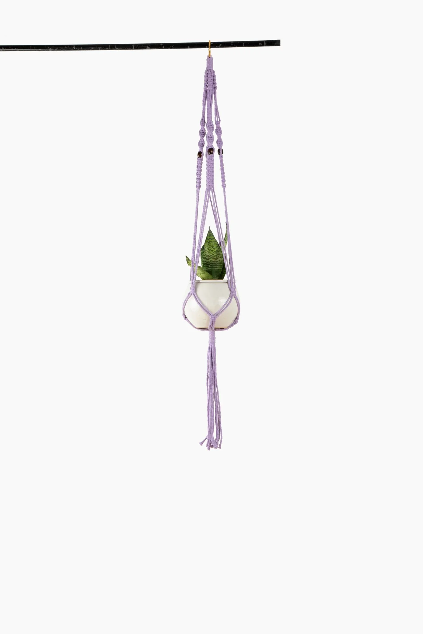 Deluxe Hand Woven Macrame Hanger with Beads – Lavender Purple