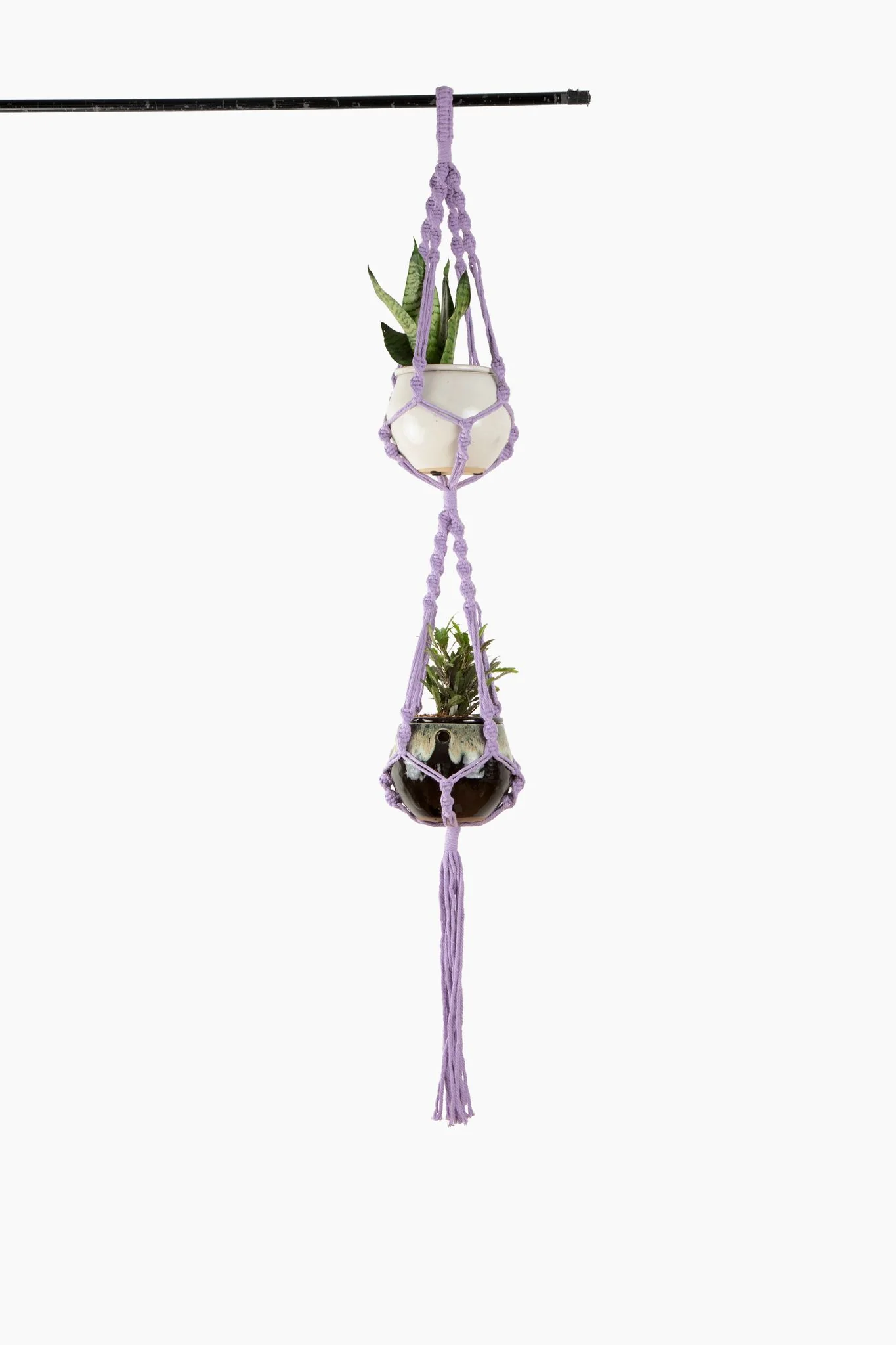 Deluxe Hand Woven Double Macrame Hanger – Lavender Purple