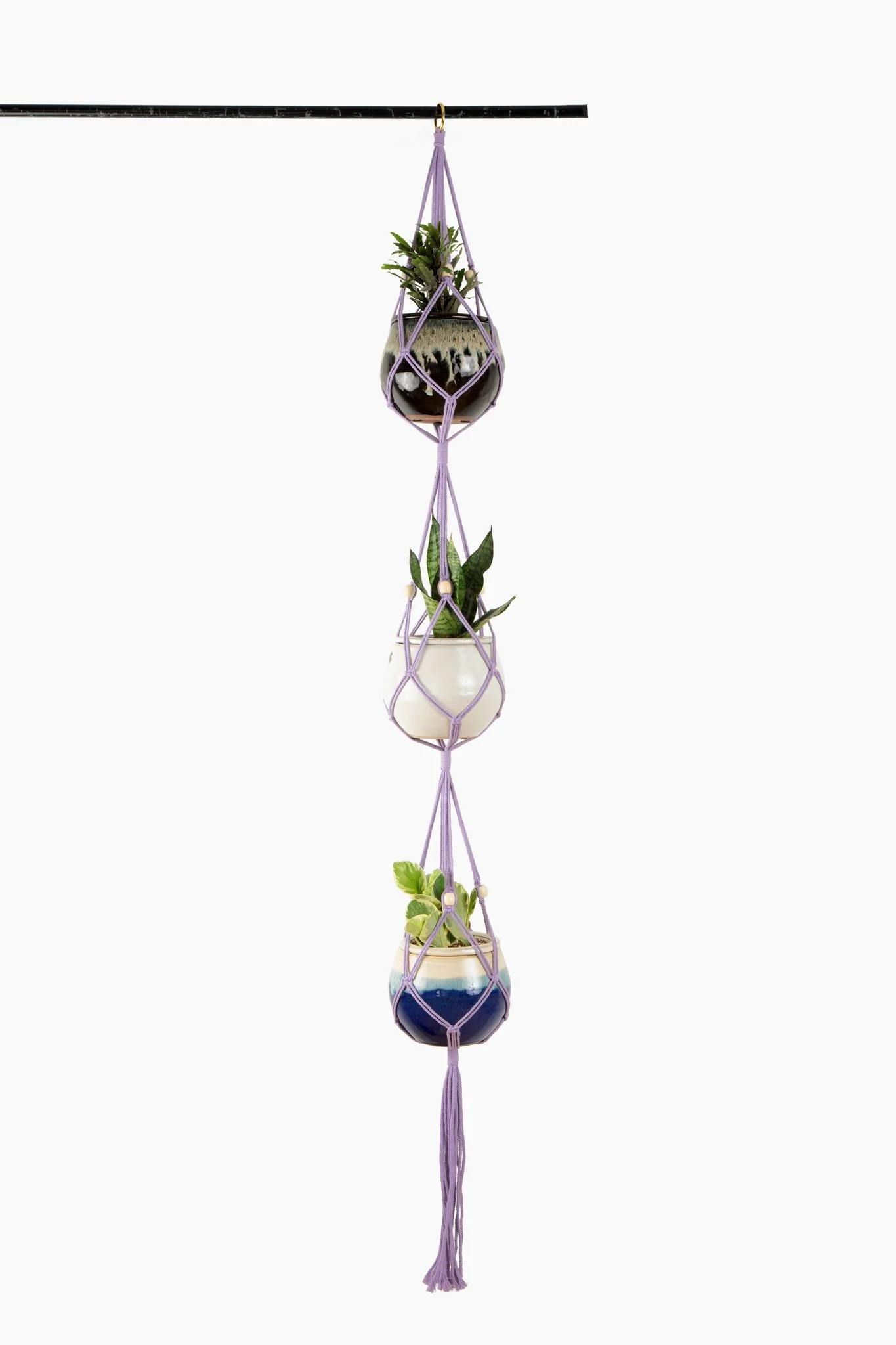 Deluxe Hand Woven Triple Macrame Hanger – Lavender Purple