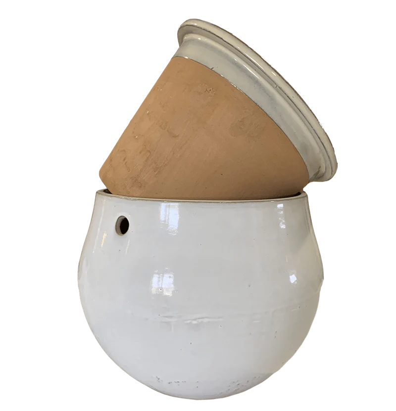 10" White Diamond Teardrop Self Watering Pot - Image 2