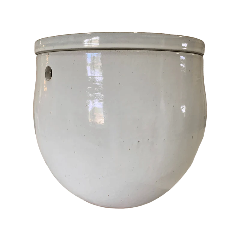 12″ White Diamond Teardrop Self Watering Pot