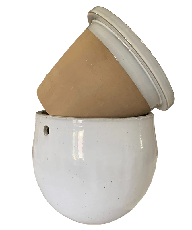 12" White Diamond Teardrop Self Watering Pot - Image 2