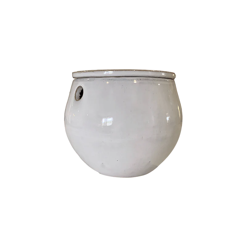 6" White Diamond Teardrop Self Watering Pot - Image 1