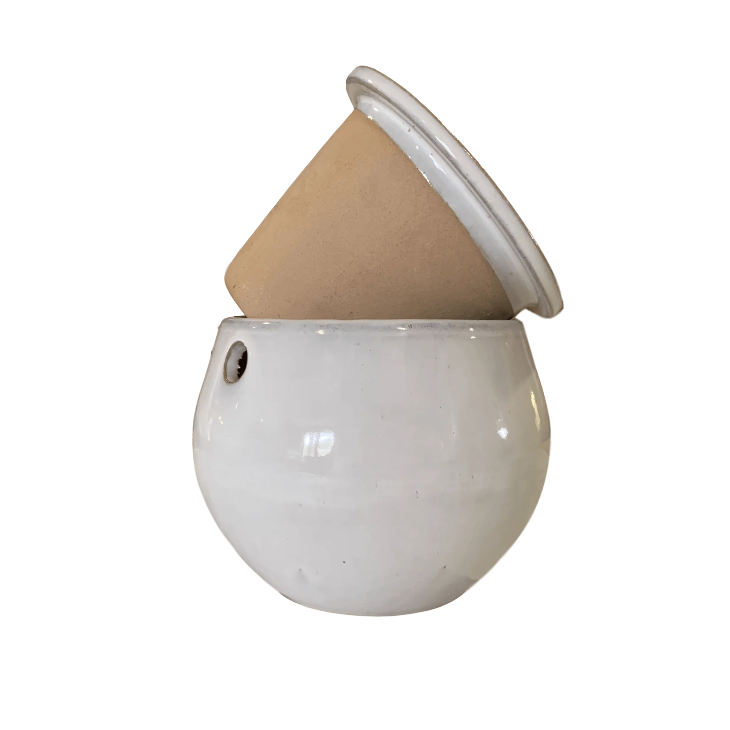 6" White Diamond Teardrop Self Watering Pot - Image 2