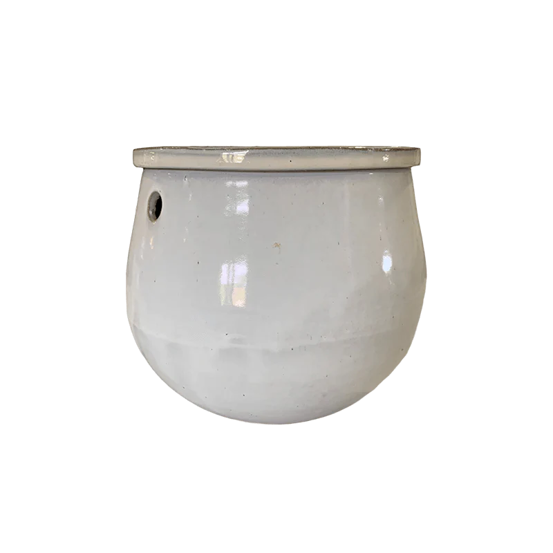 8″ White Diamond Teardrop Self Watering Pot