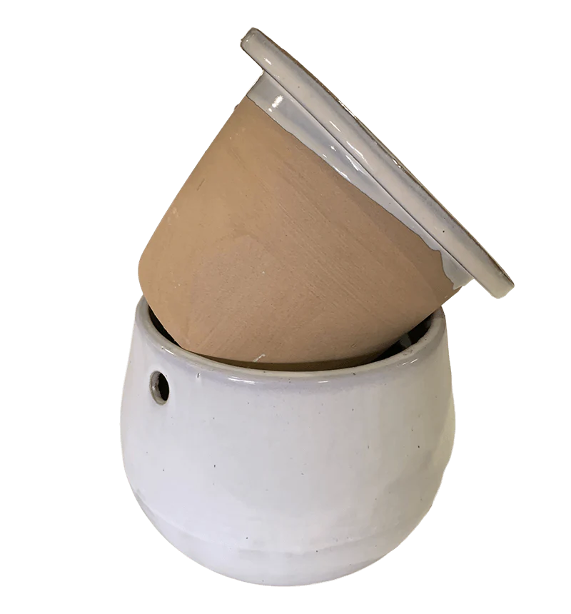 8" White Diamond Teardrop Self Watering Pot - Image 2